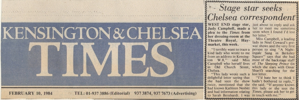 19840210 ACTRESS JUDY CAMPBELL KENSINGTON & CHELSEA TIMES KCT.jpg